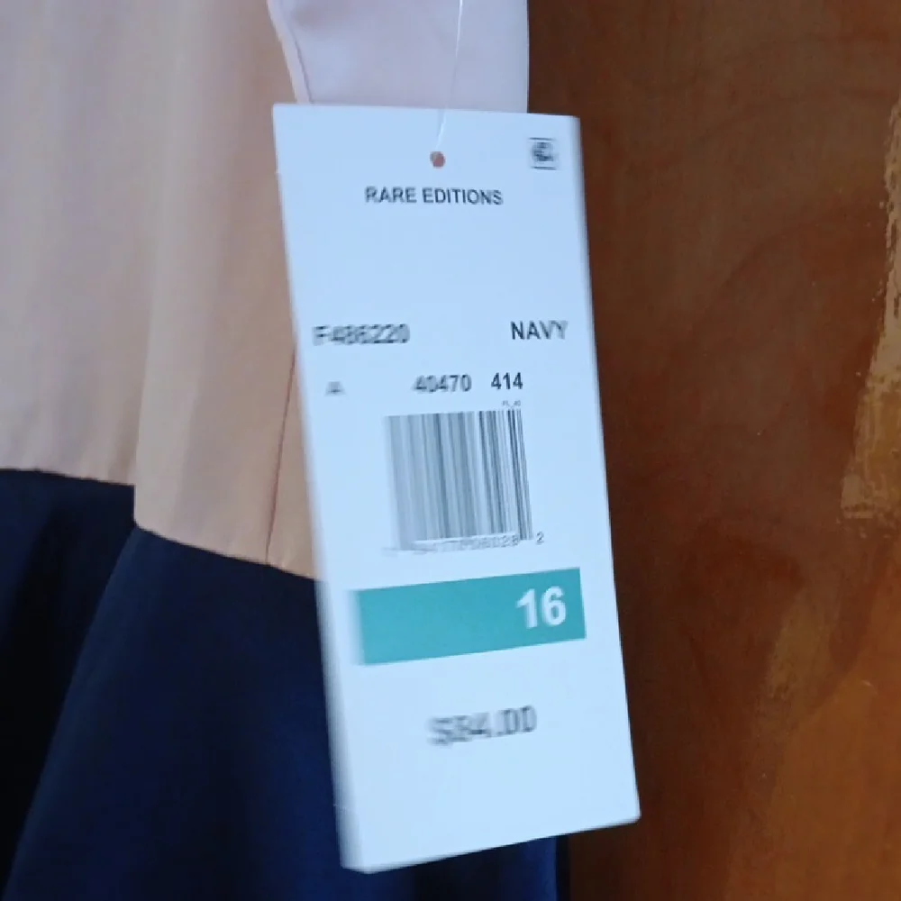 Rare Editions White and Blue Fit and Flare Cocktail Dress - Picture 2 of 4